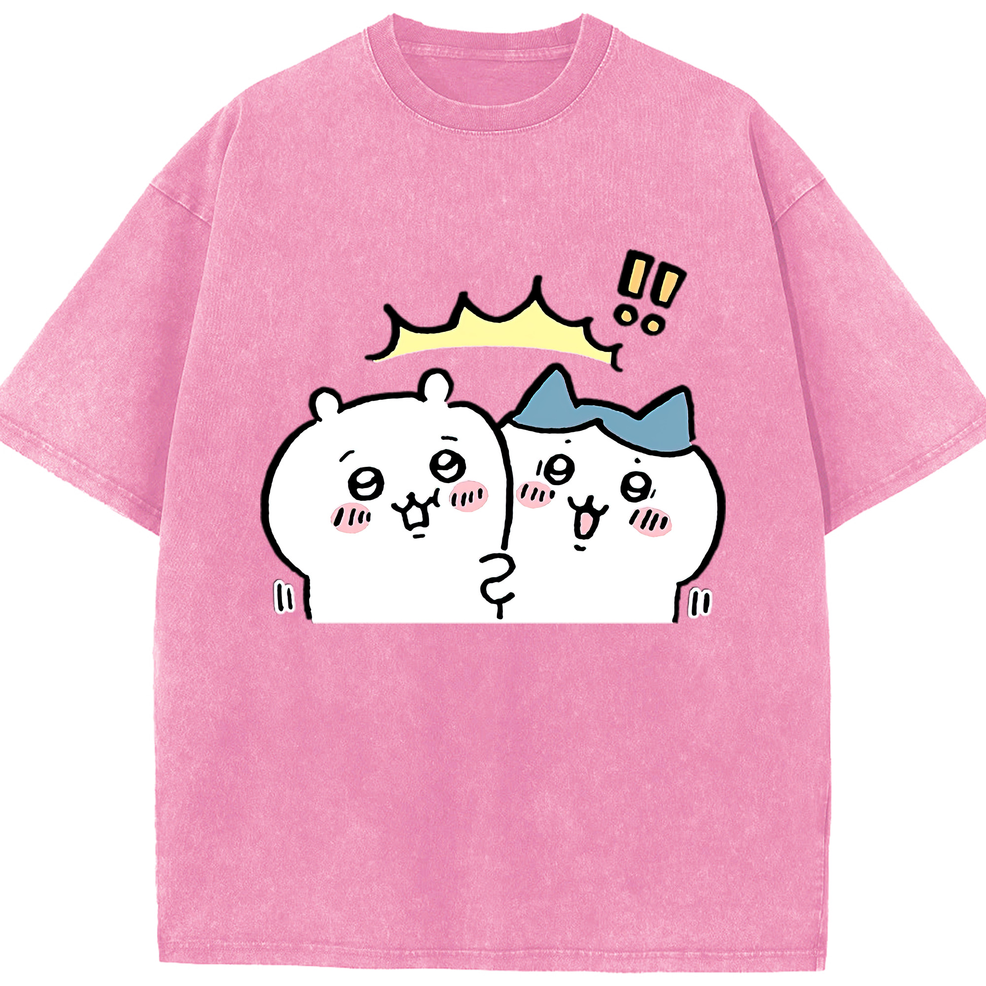 （画像用） ちいかわ ハチワレ Chii-kawa hachiware 綿100% ヴィンテージ風 半袖Tシャツ（フロントプリント）